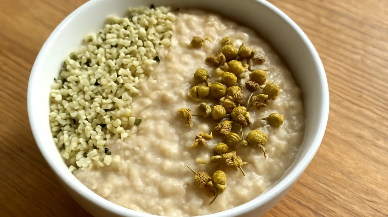 Porridge di avena con semi di canapa e camomilla"