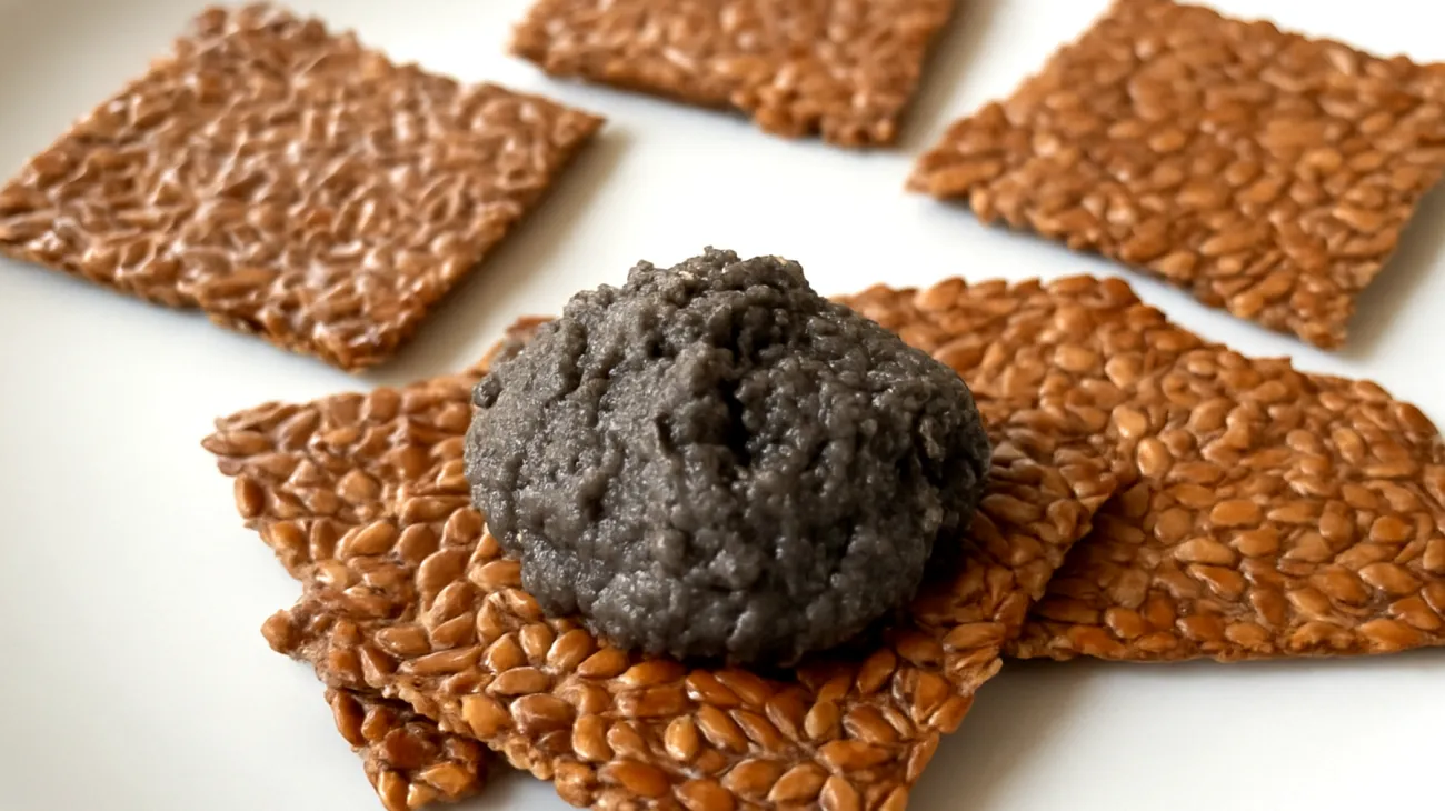 Crackers di semi di lino con hummus di ceci neri"