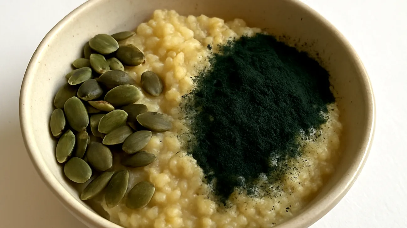 Porridge di miglio con semi di zucca e spirulina"