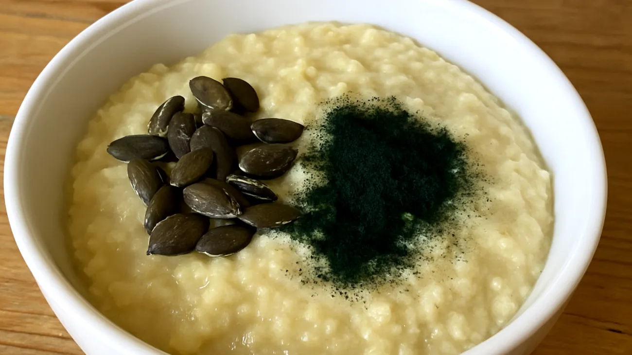 Porridge di miglio con semi di zucca e spirulina"