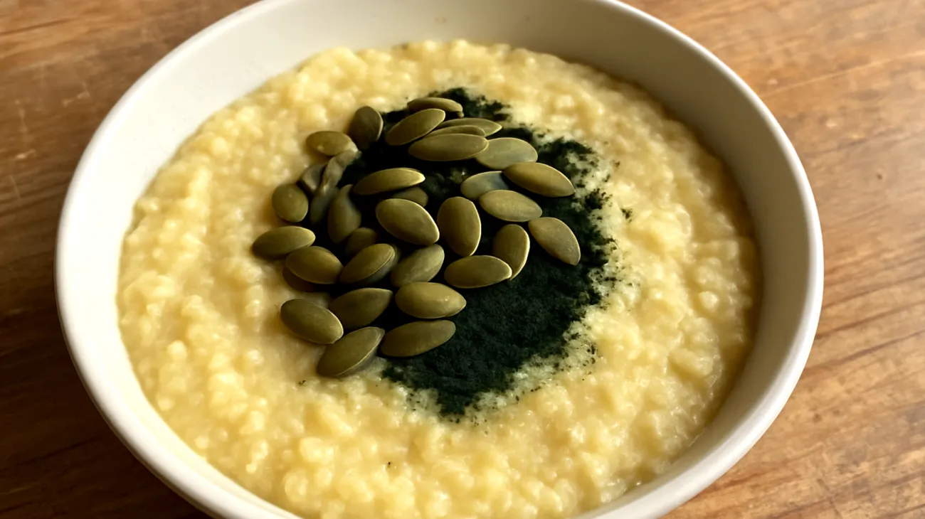Porridge di miglio con semi di zucca e spirulina"