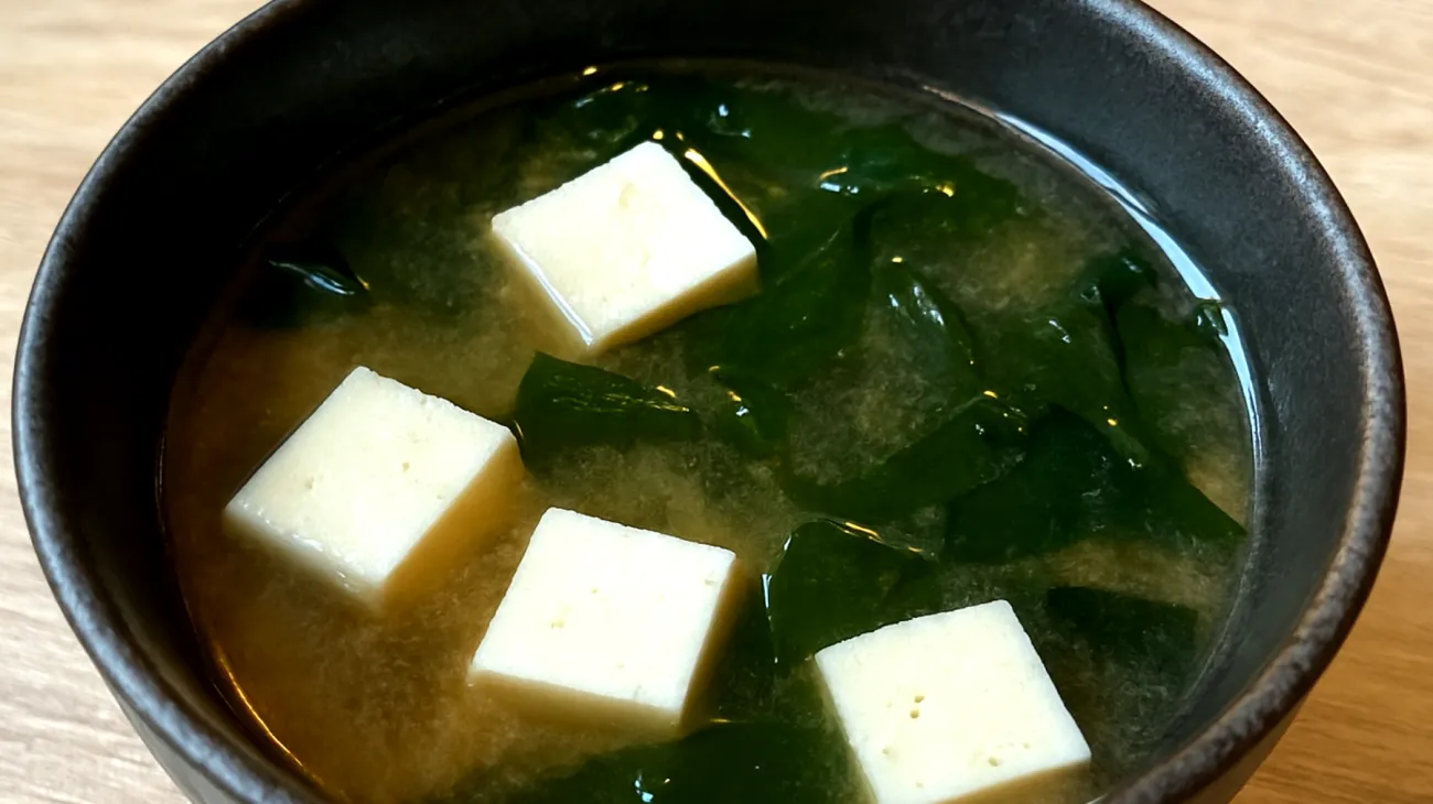 Zuppa di miso con alghe wakame e tofu"