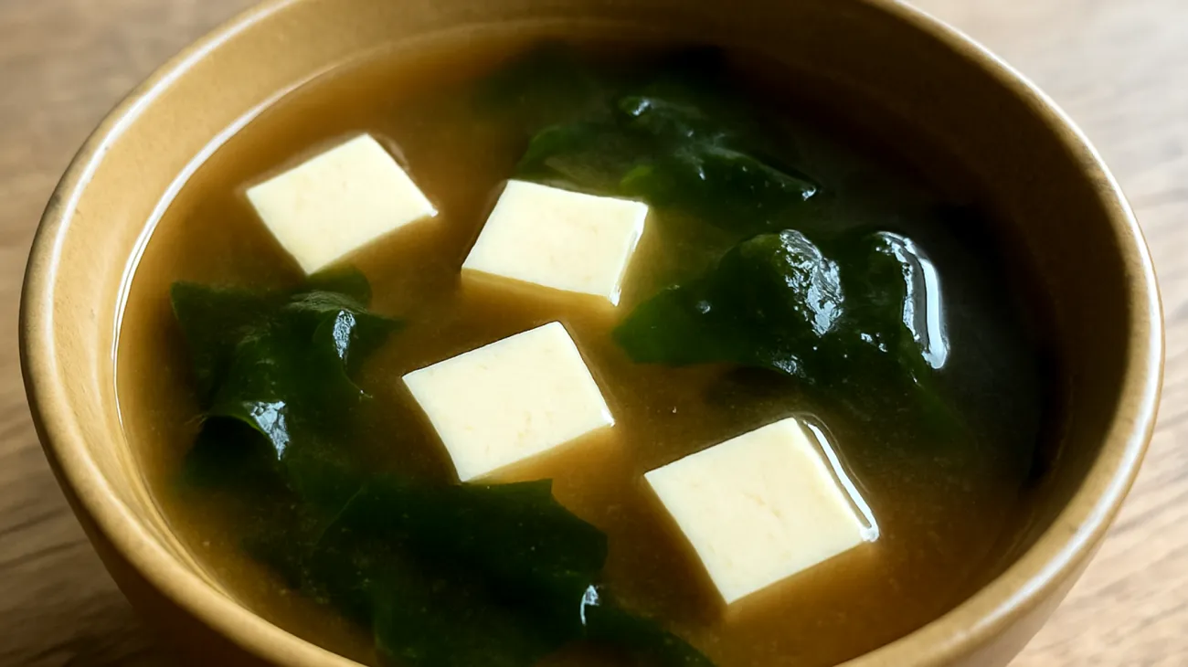 Zuppa di miso con tofu e alghe wakame"